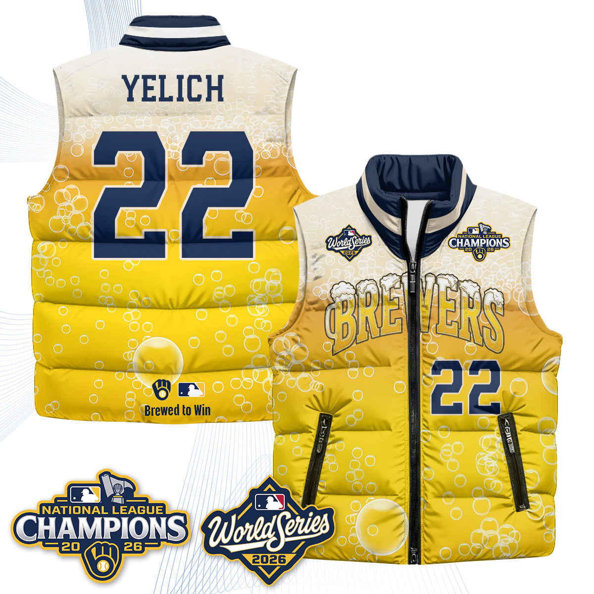 MIL "Pitcher & Pint" 2026 NL Champions Puffer Vest - Printed