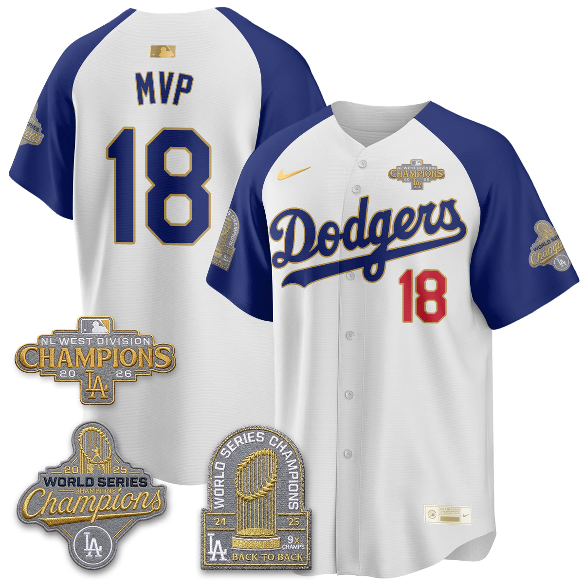Los Angeles Dodgers 2026 NL West Champs Black Gold Vapor Jersey- Stitched