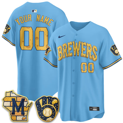 Milwaukee Brewers Cheesehead Edition Vapor Limited Custom Jersey - Stitched