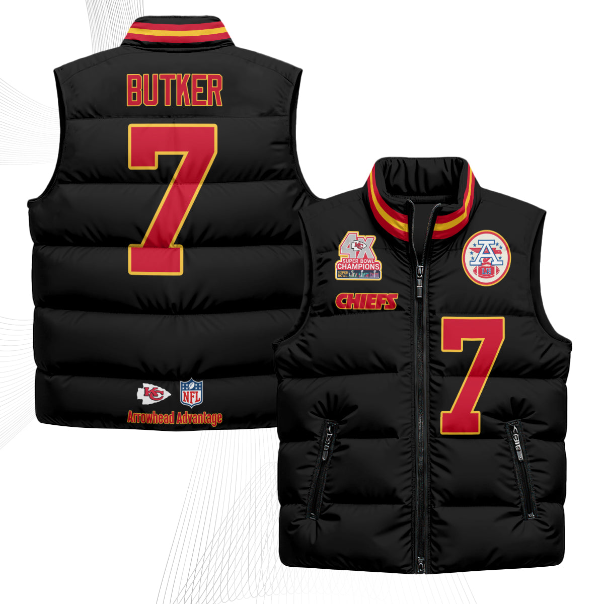 KC 4X Champs Gold Edition Puffer Vest - Printed