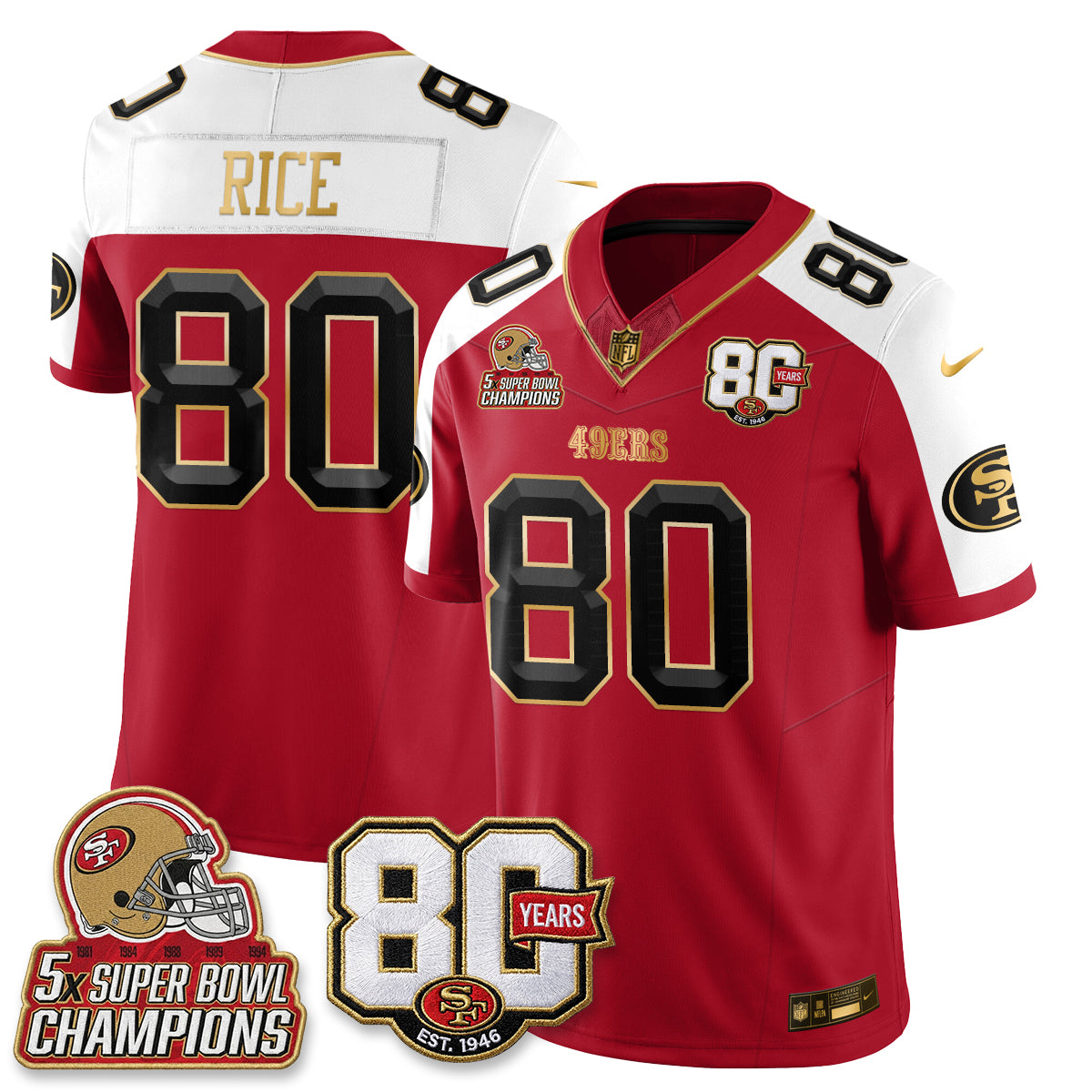 SF 80 Years & 5X Champs Vapor Jersey - Stitched