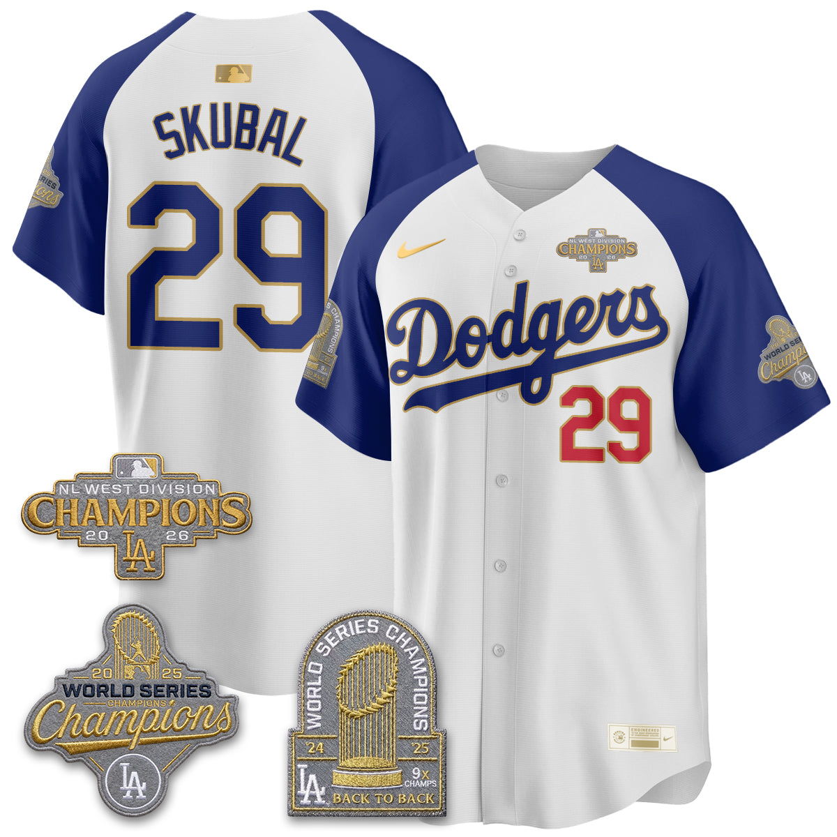 Los Angeles Dodgers 2026 NL West Champs Black Gold Vapor Jersey- Stitched