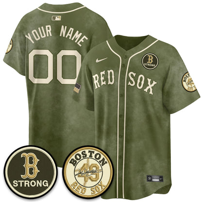 BOS New Era Olive 2026 Armed Forces Day Custom Jersey - All Stitched