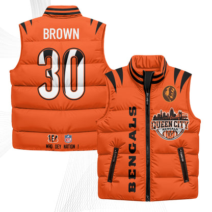CIN John Madden Patch Puffer Vest - Printed