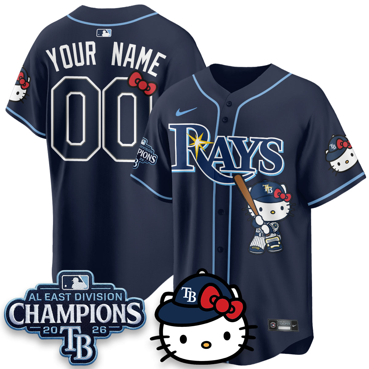 TB x Meow KT 2026 AL East Champs Vapor Custom Jersey - Stitched