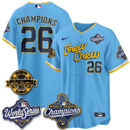 MIL 2026 WS Champions - Bob Uecker Patch Gold Jersey - Stitched (Tiktok)