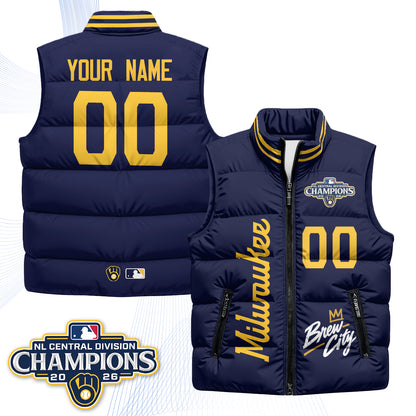 Milwaukee Brewers "Brew City" Custom Puffer Vest V2 - Printed