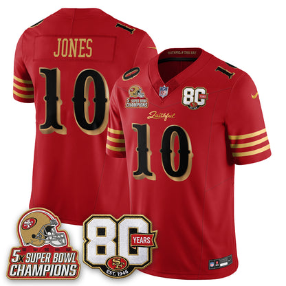 SF 80 Years & 5X Champs Rivalries Vapor Jersey - Stitched