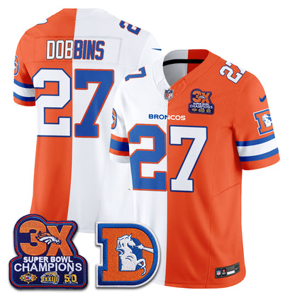Denver Broncos Throwback Split Vapor Jersey - Stitched
