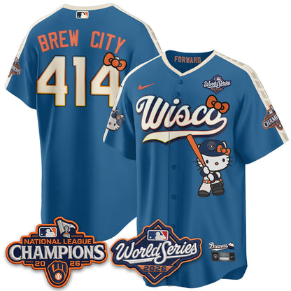 Milwaukee Brewers 2026 NL Champions x Meow KT Vapor Jersey - Stitched