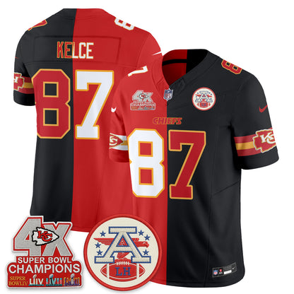 Kansas City Chiefs 4X Champs Patch Split Edition Vapor Jersey - Stitched