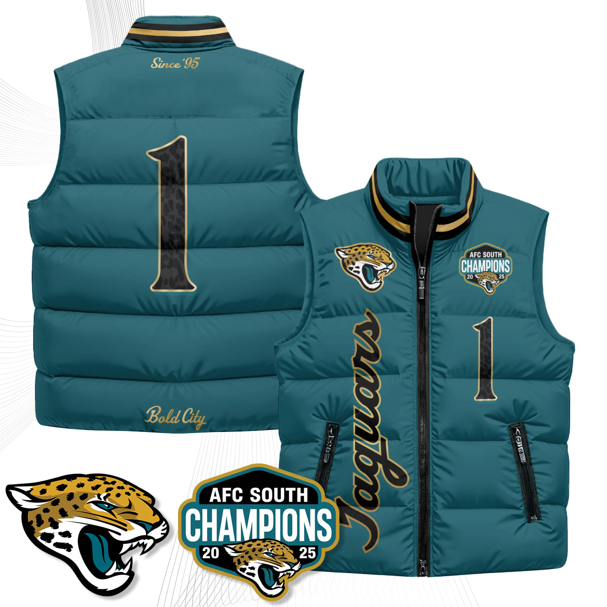 Jacksonville Jaguars 2026 Rivalries Puffer Vest - Printed