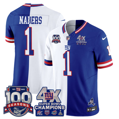 New York Giants 4X SBowl Split Edition Vapor Jersey - Stitched