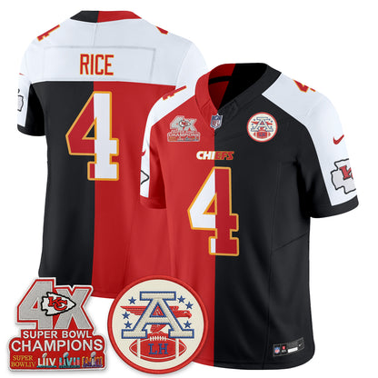 Kansas City Chiefs 4X Champs Patch Split Edition Vapor Jersey - Stitched