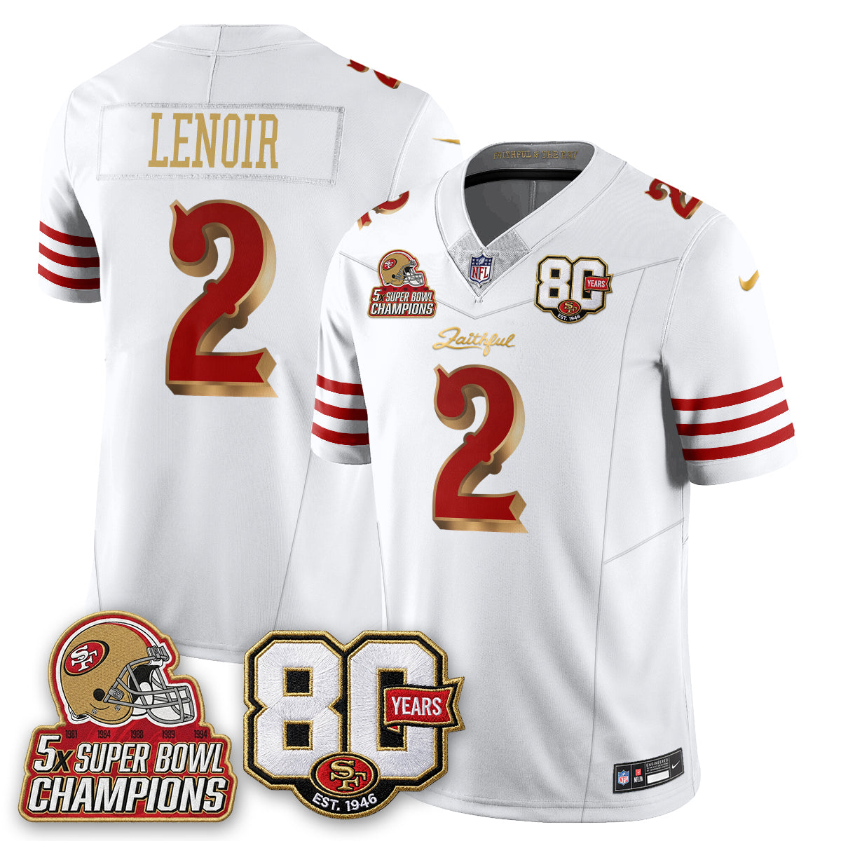 SF 80 Years & 5X Champs Rivalries Vapor Jersey - Stitched