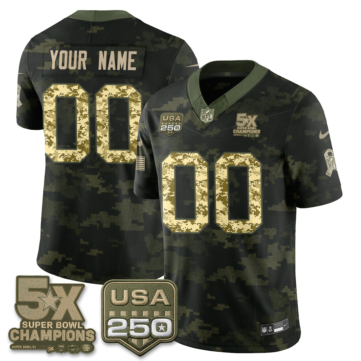 DAL 2026 Salute to Service Edition Vapor Custom Jersey V2- Stitched