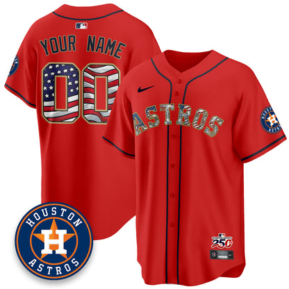 HOU 2026 Independence Day USA Vapor Limited Custom Jersey - Stitched