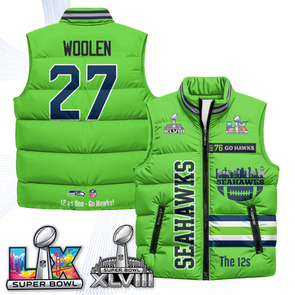 SEA "Go Hawks" Edition Puffer Vest - Printed