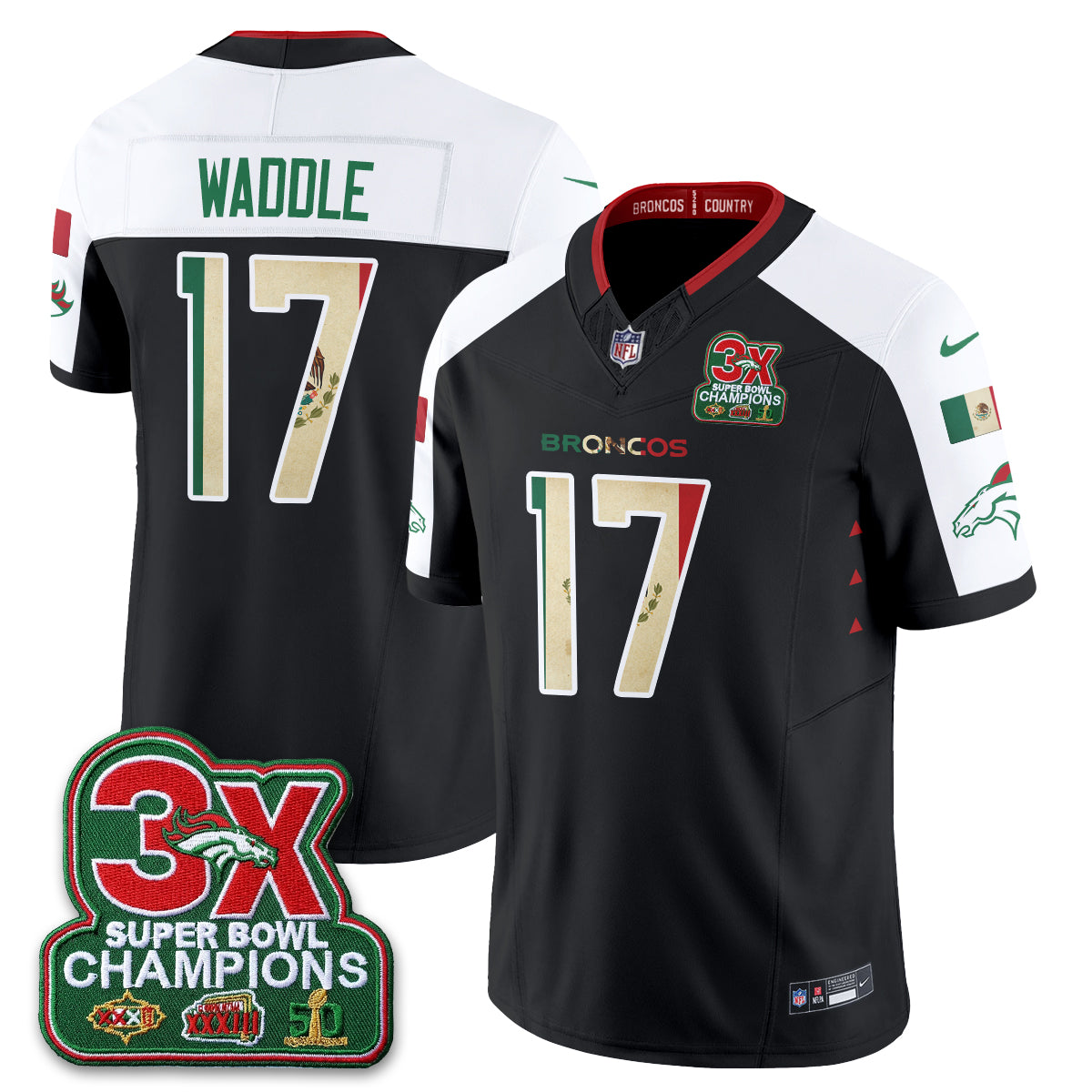 DEN 3X Champs Mexico Edition Vapor Jersey - Stitched