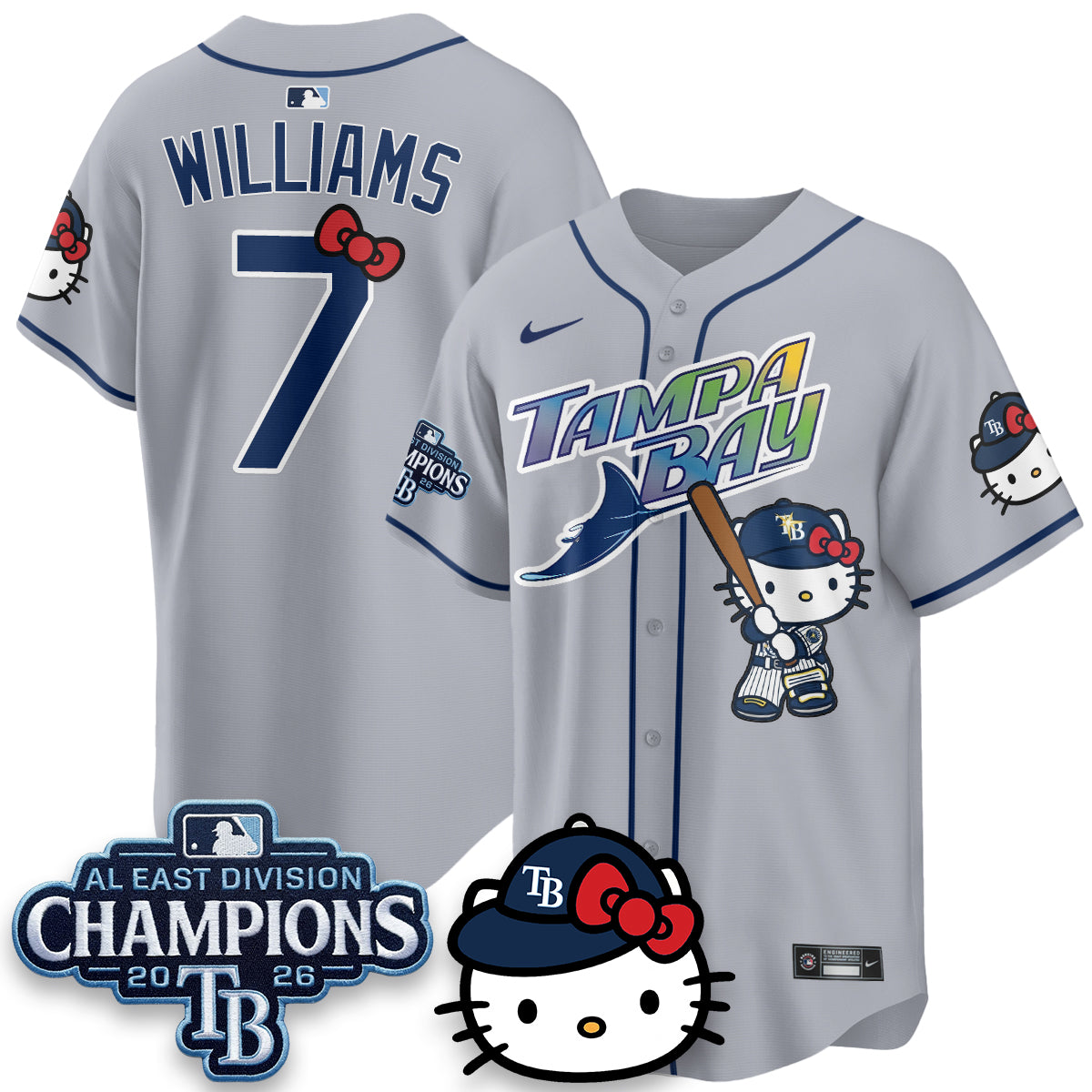 TB x Meow KT 2026 AL East Champs Vapor Jersey - Stitched