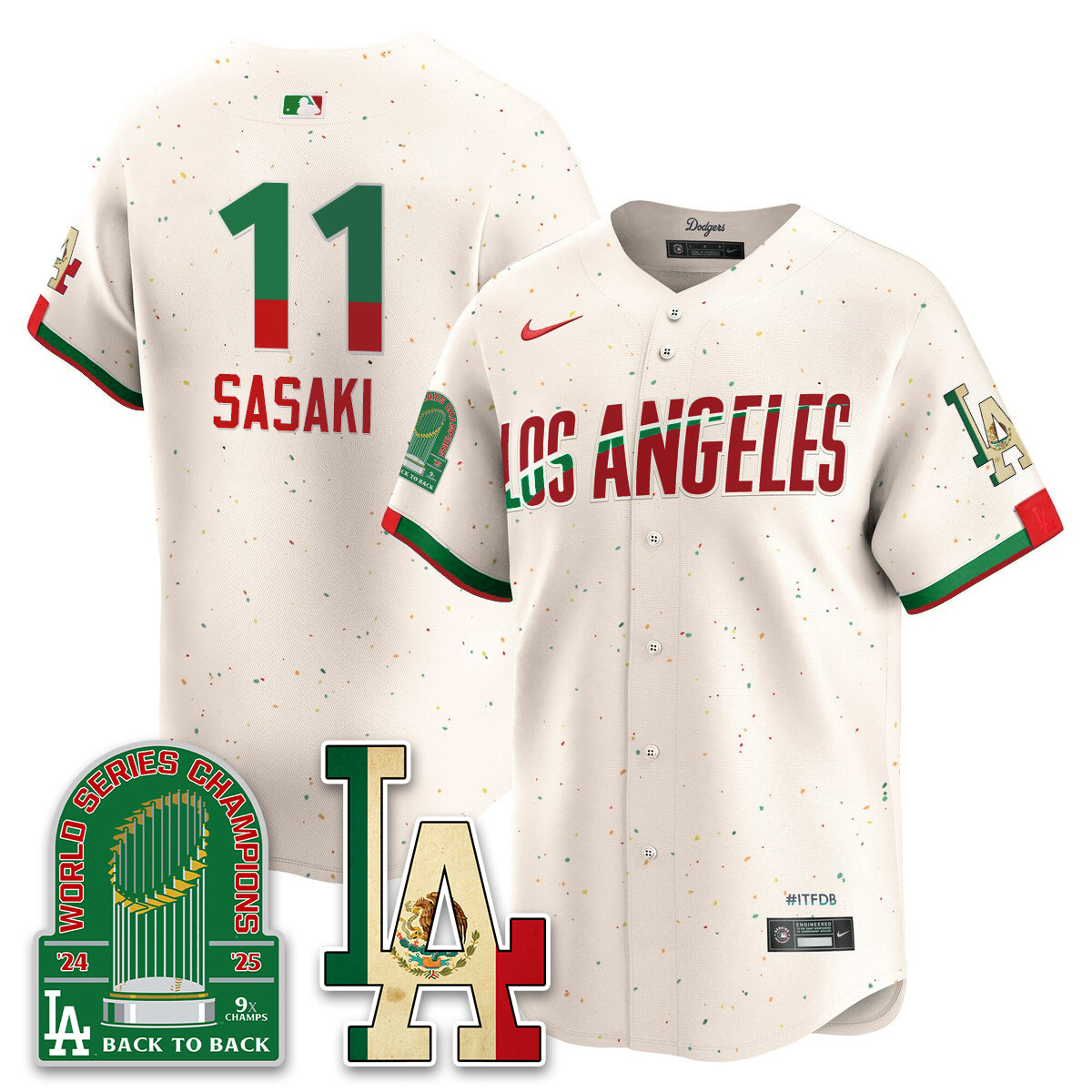 Los Angeles Dodgers Mexico Style Vapor Jersey- Stitched