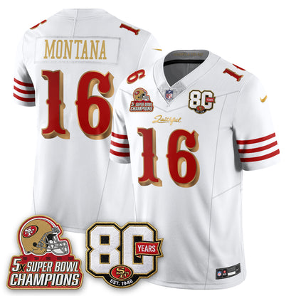 SF 80 Years & 5X Champs Rivalries Vapor Jersey - Stitched