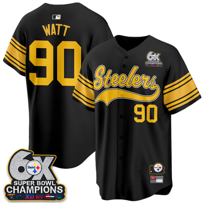 Pittsburgh Steelers 6X Champs Throwback Baseball Vapor Jersey - Stitched