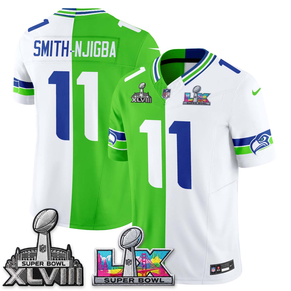 SEA Throwback 2 SB Patches Vapor Jersey - Stitched
