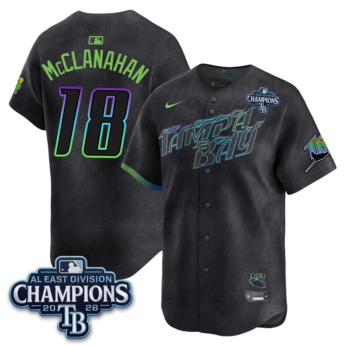 Tampa Bay Rays 2026 AL East Champs Vapor Jersey - Stitched