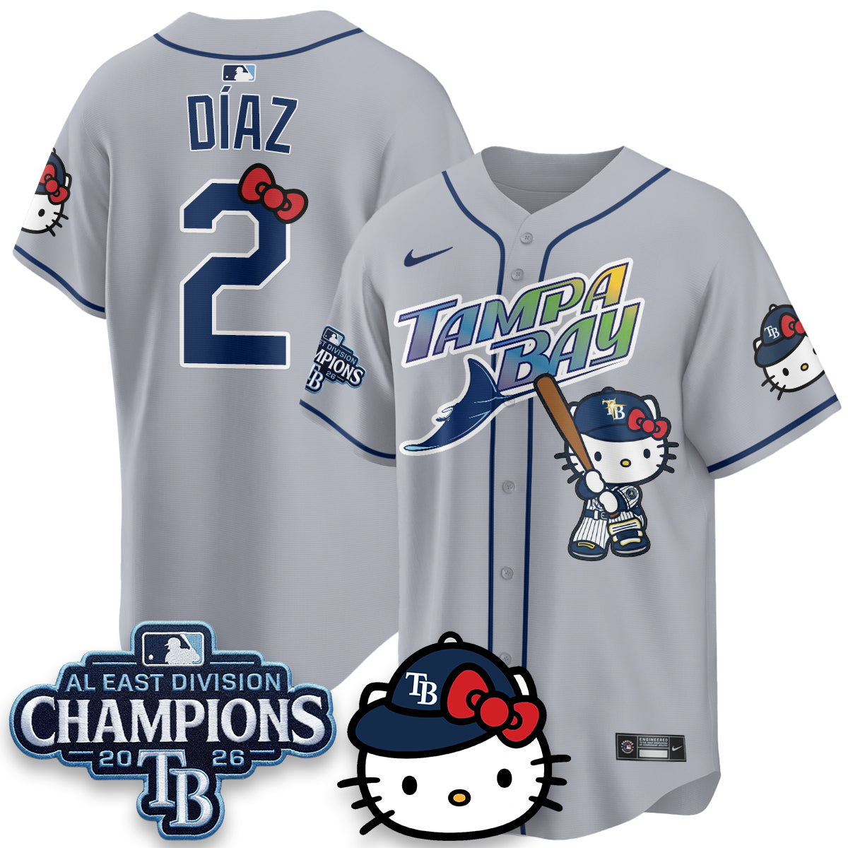 TB x Meow KT 2026 AL East Champs Vapor Jersey - Stitched