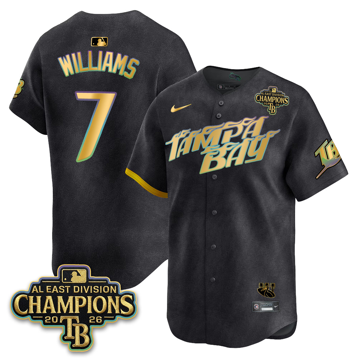 TB 2026 AL East Champs Gold Edition Vapor Jersey - Stitched