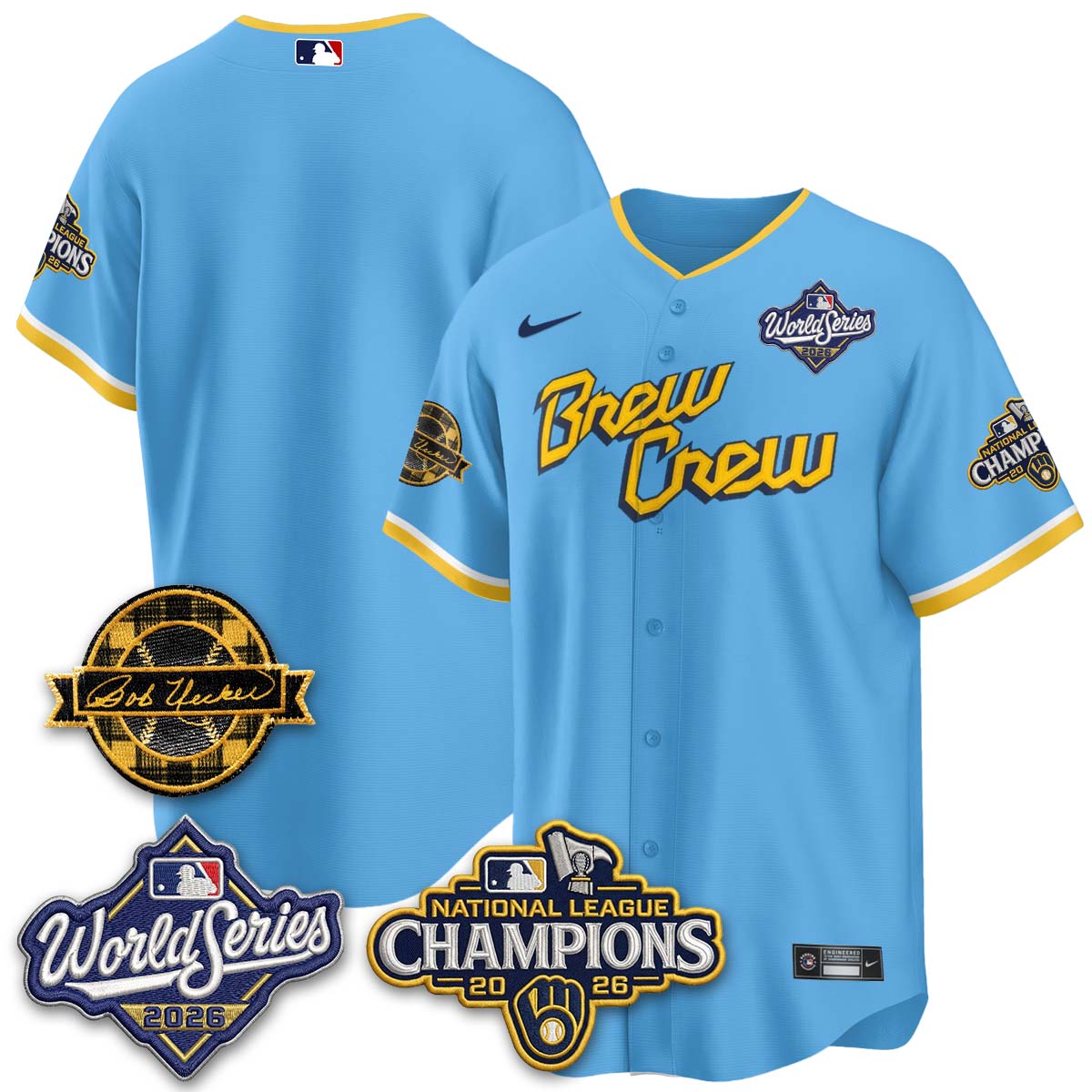MIL WS26 - Bob Uecker Patch Black Gold Jersey - Stitched (Tiktok)