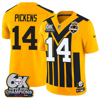 Pittsburgh Steelers 6X Champs Throwback V2 Vapor Jersey - Stitched