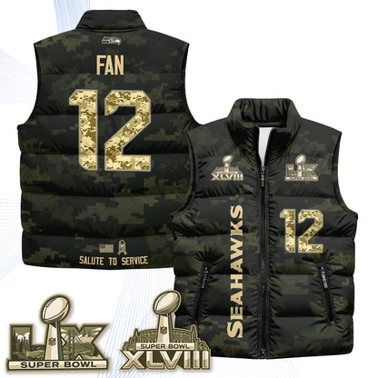 Seattle Seahawks 2026 Salute to Service Puffer Vest - Printed