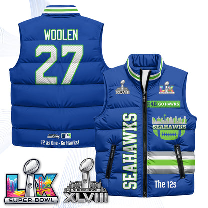 SEA "Go Hawks" Edition Puffer Vest - Printed