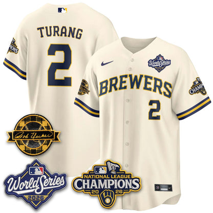 MIL WS26 - Bob Uecker Patch Black Gold Jersey - Stitched (Tiktok)