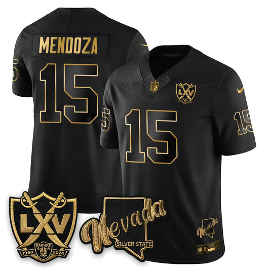 LVR Fernando Mendoza No.1 #15 Black Gold Edition Jersey - Stitched