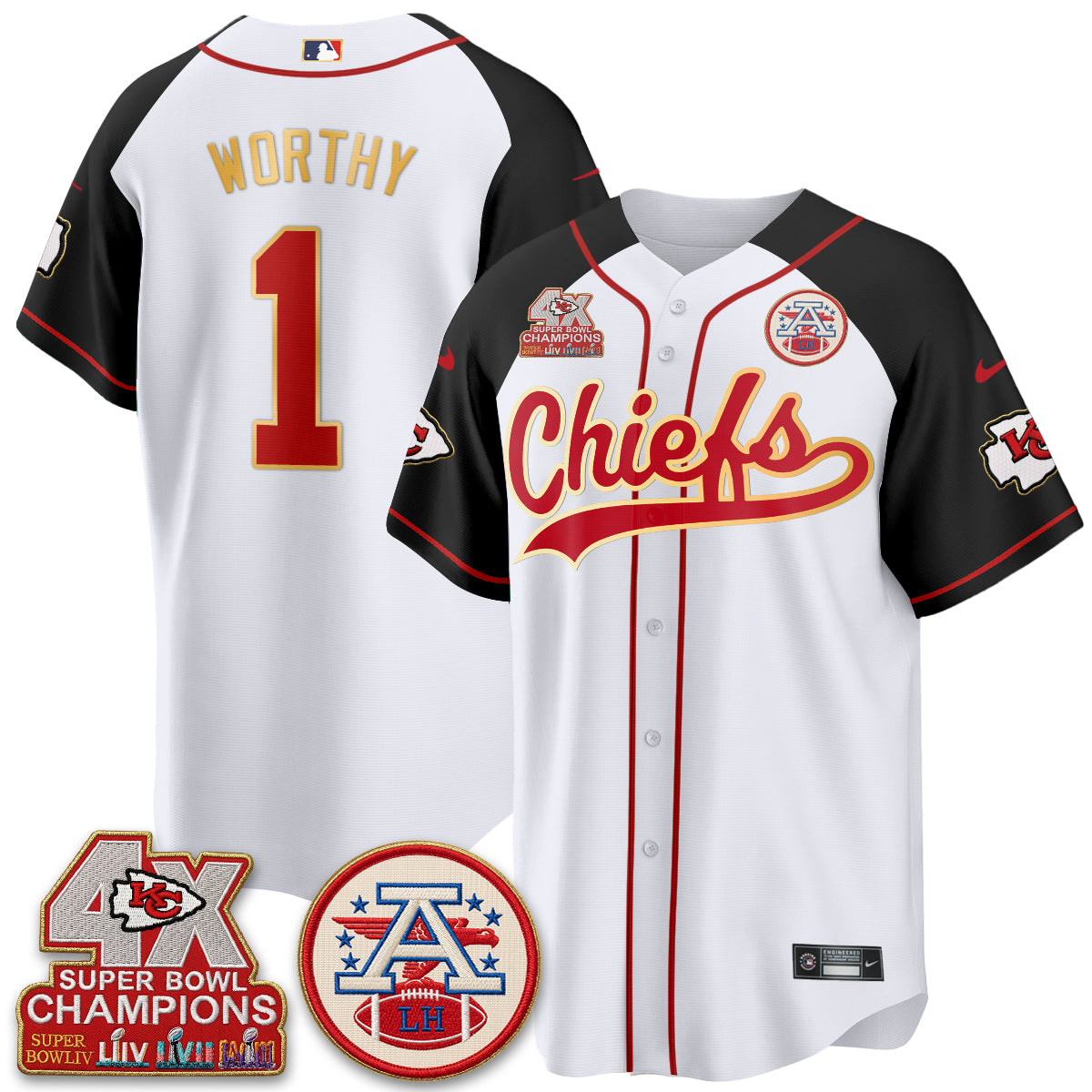KC 4X Champs Gold Trim Edition Vapor Baseball Jersey - Stitched