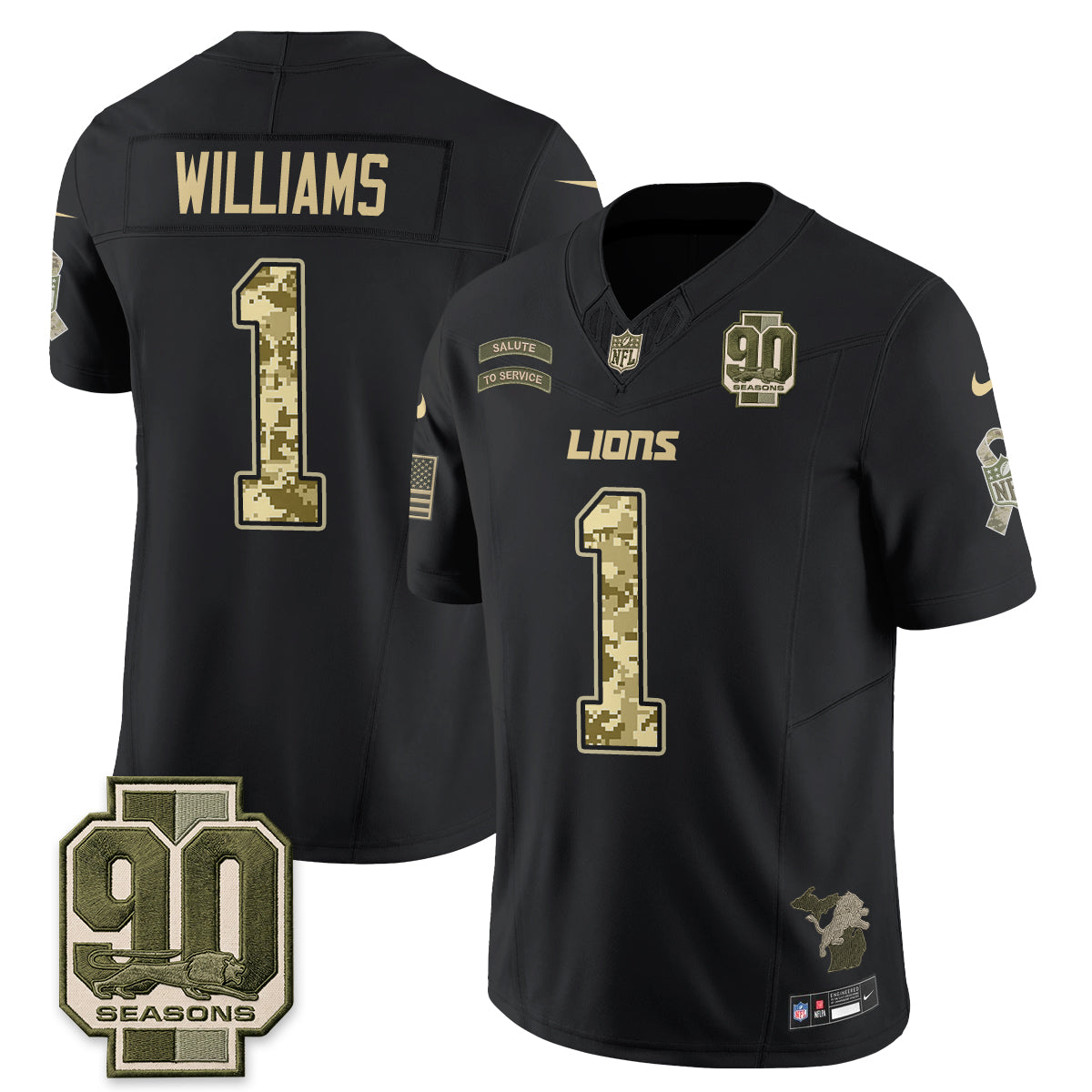 Detroit Lions 2026 Salute to Service Vapor Jersey V2- Stitched