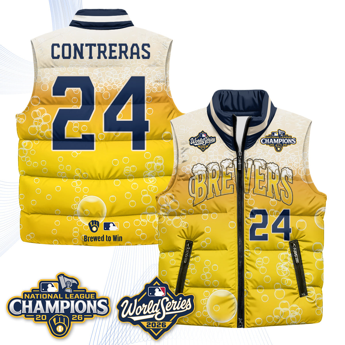 MIL "Pitcher & Pint" 2026 NL Champions Puffer Vest - Printed
