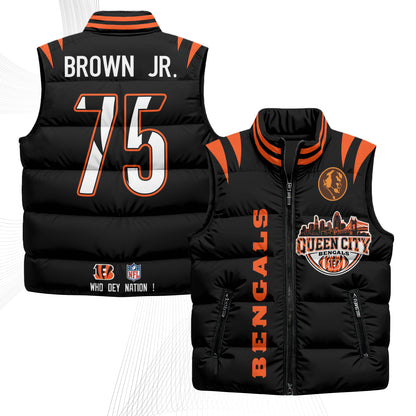 CIN John Madden Patch Puffer Vest - Printed