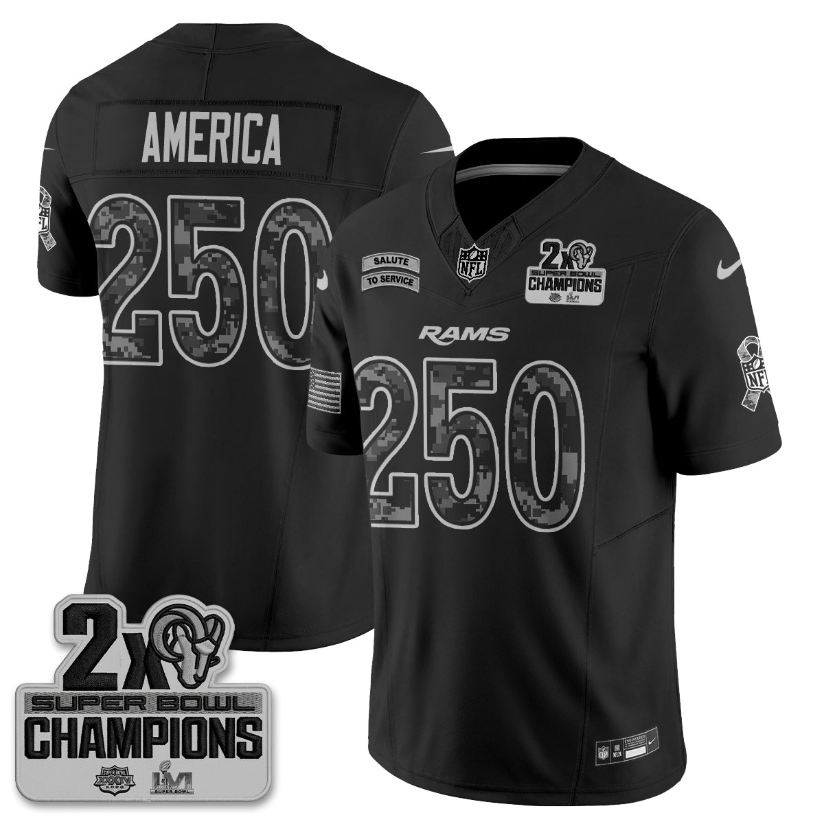 LAR 2026 Salute To Service Vapor Jersey V2- Stitched