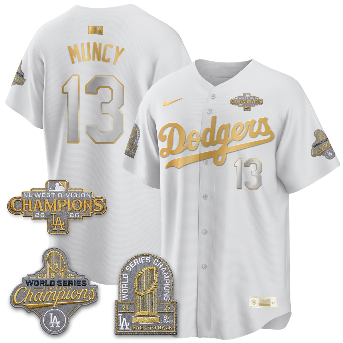 Los Angeles Dodgers 2026 NL West Champs Black Gold Vapor Jersey- Stitched