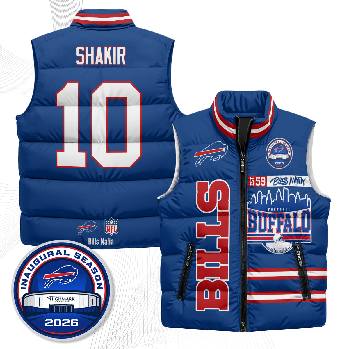 Buffalo Bills "Mafia" Edition Puffer Vest - Printed