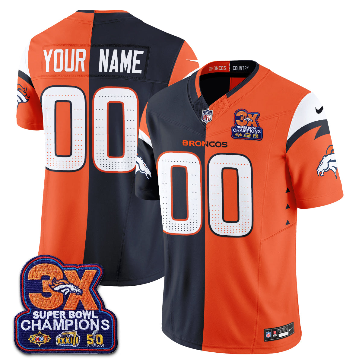 DEN Split Edition Vapor Custom Jersey - Stitched