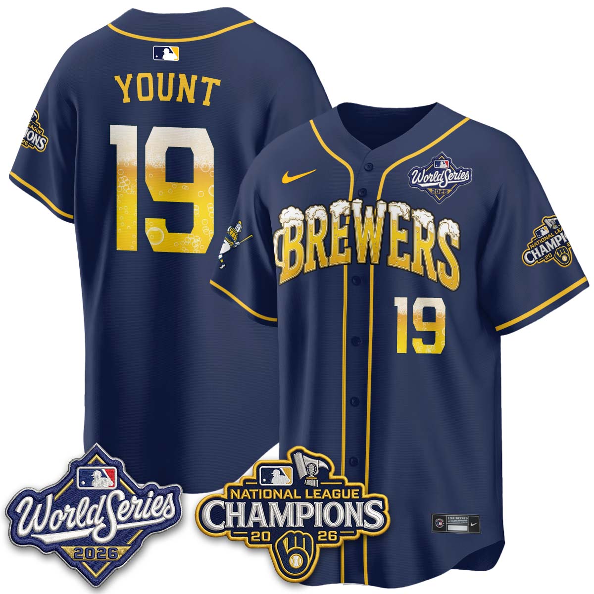 Milwaukee Brewers "Pitcher & Pint" 2026 NL Champions Vapor Jersey - Stitched