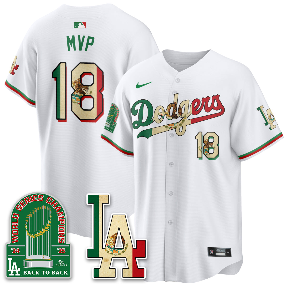 Los Angeles Dodgers Mexico Style Vapor Jersey- Stitched