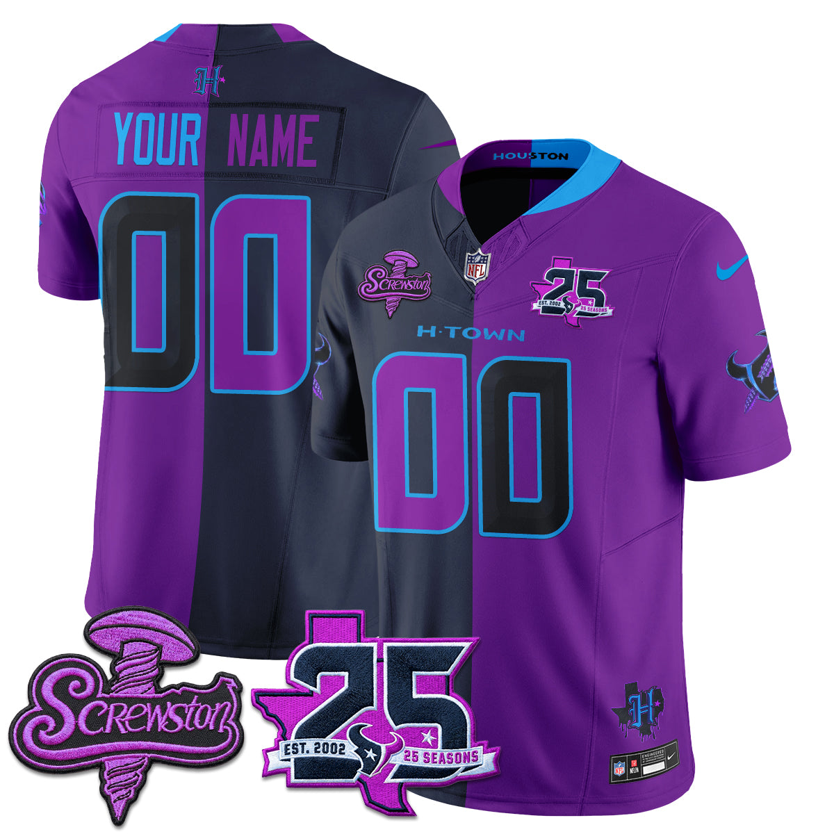 HOU DJ Screw Split Vapor Custom Jersey - Stitched