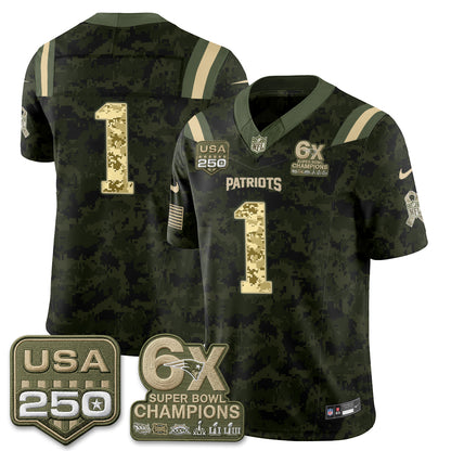 New England Patriots 2026 Salute to Service Edition Vapor Jersey - Stitched