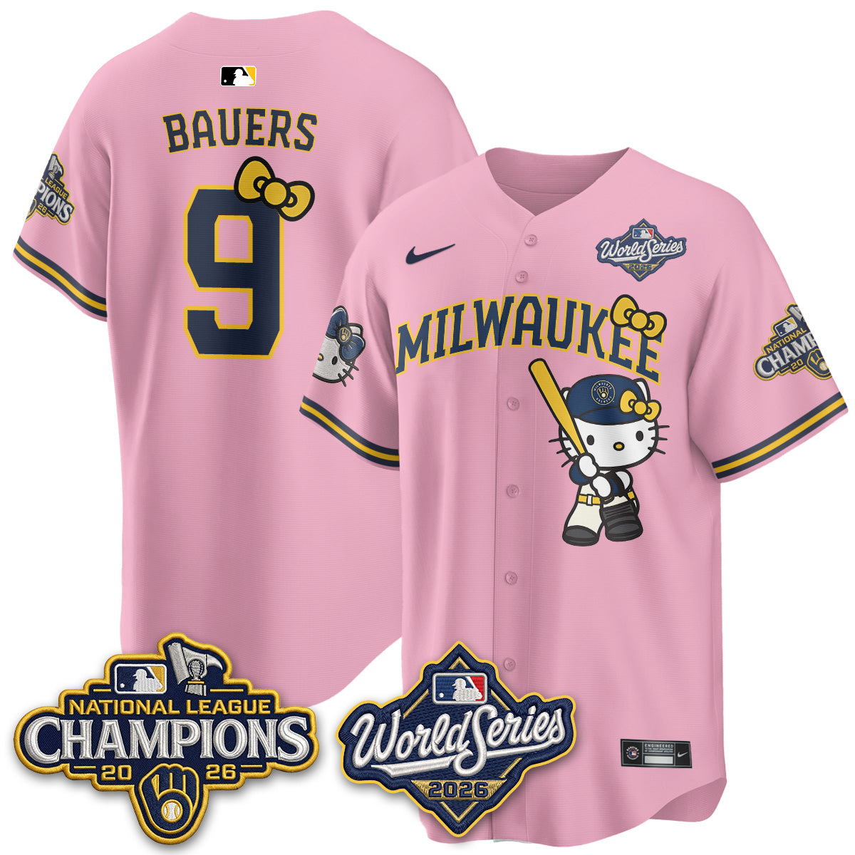 Milwaukee Brewers 2026 NL Champions x Meow KT Vapor Jersey - Stitched